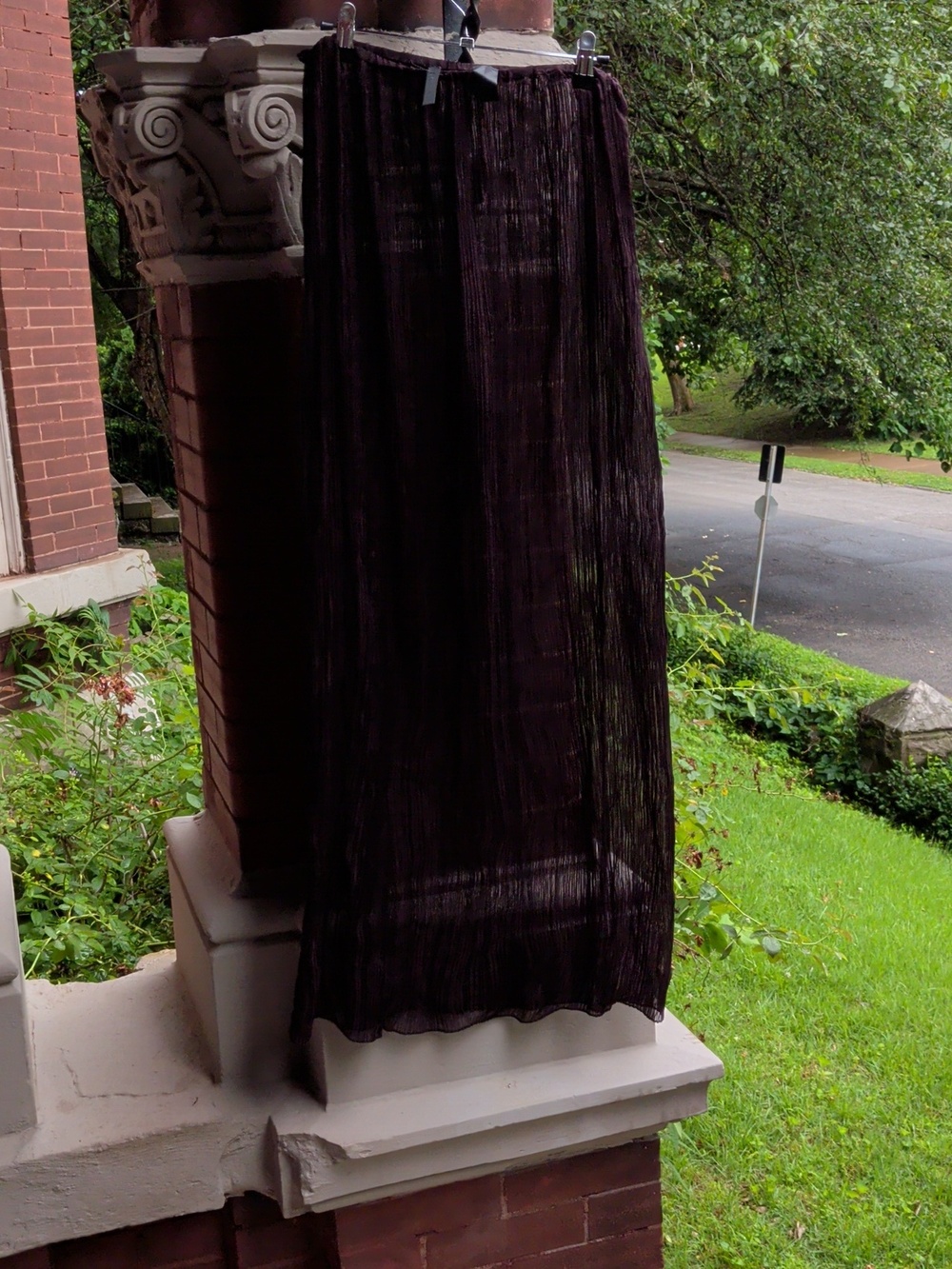 Donna Karan Dark Brown Lightweight Plisse semisheer Maxi Skirt